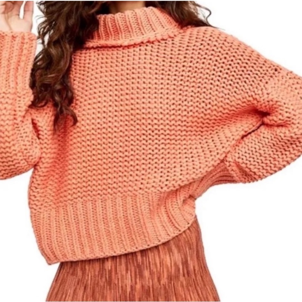 oversized Free People knit boho coral sweater